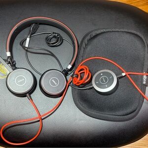 Jabra GN ENC010 Black and Red Headphones with Control Unit New